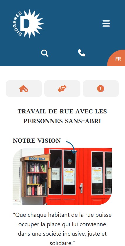 Refonte du site Diogenes : accueil en version mobile