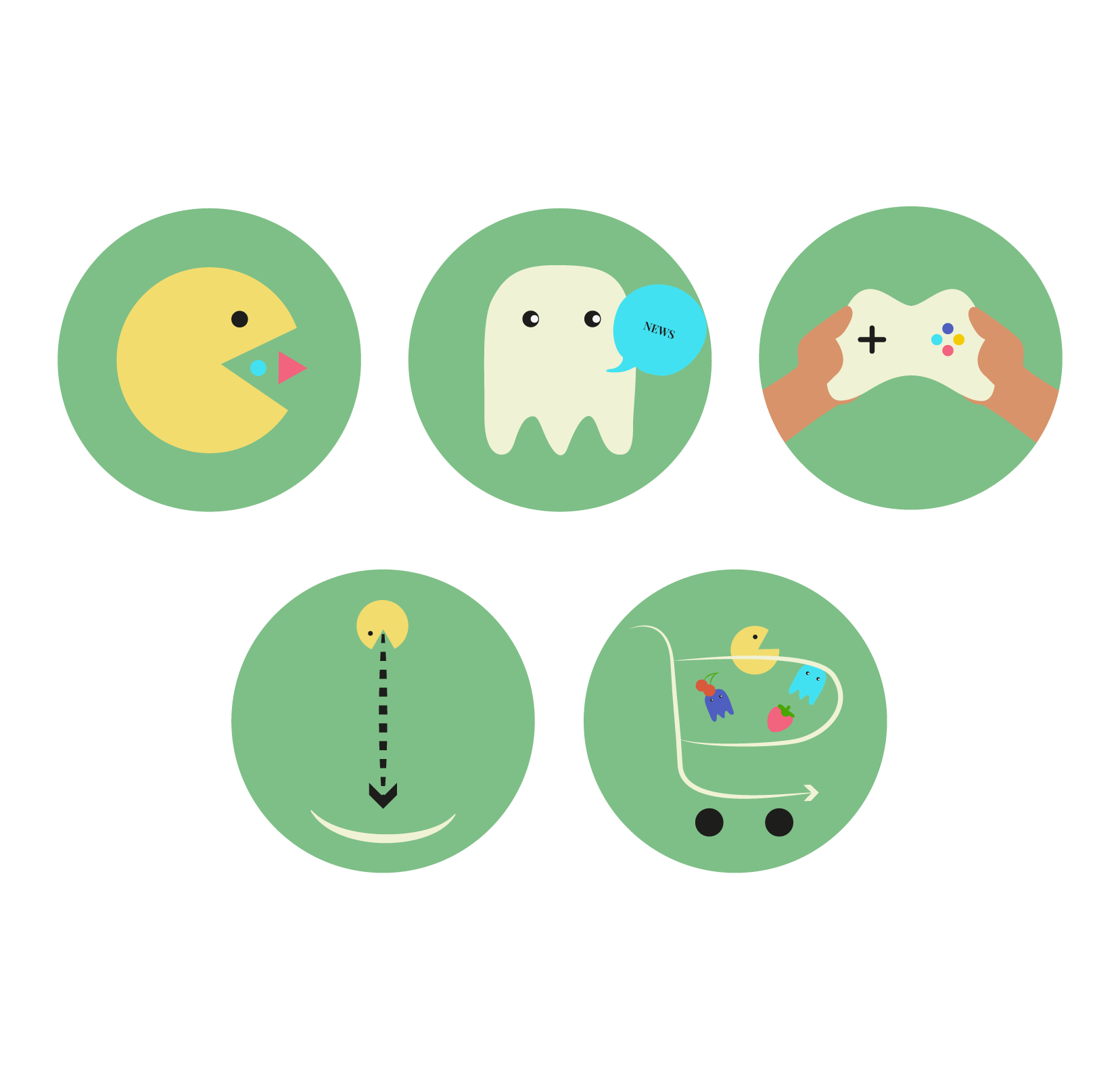 Icônes plates réalisées sur Illustrator