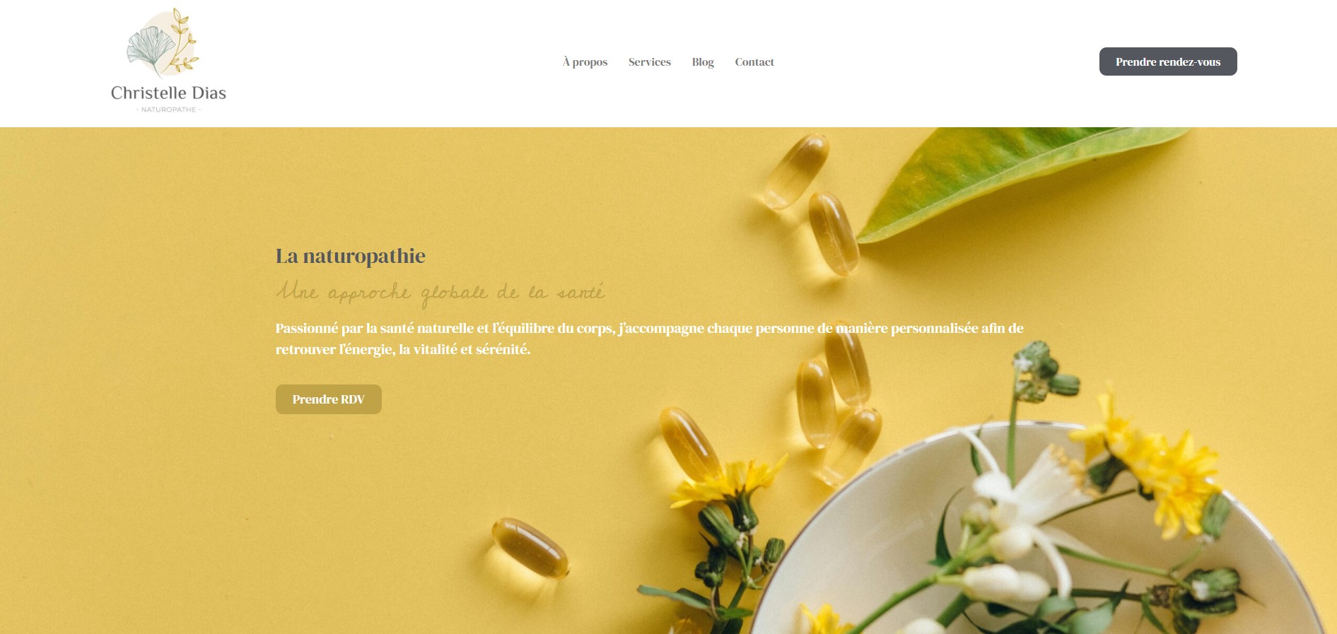 Page d’accueil du site One Page de naturopathie