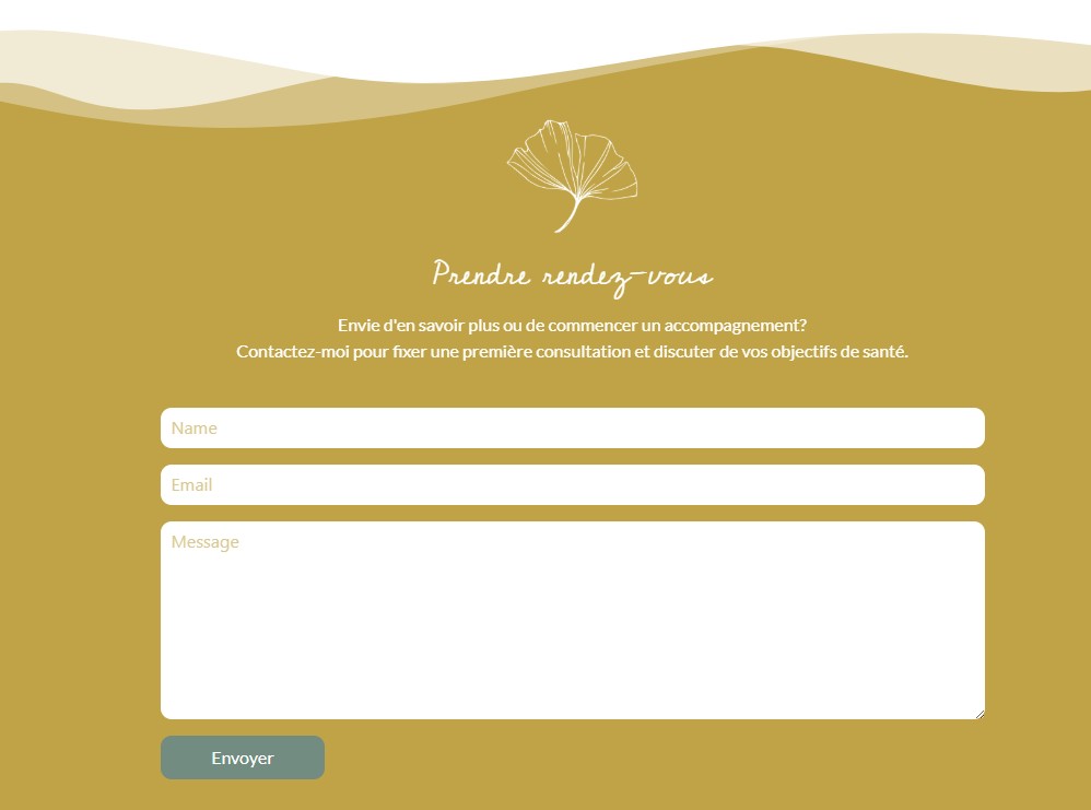 Formulaire de contact du site One Page de naturopathie