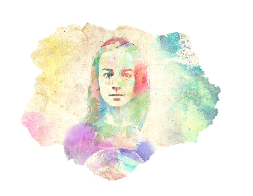 Portrait de Saray avec un effet aquarelle