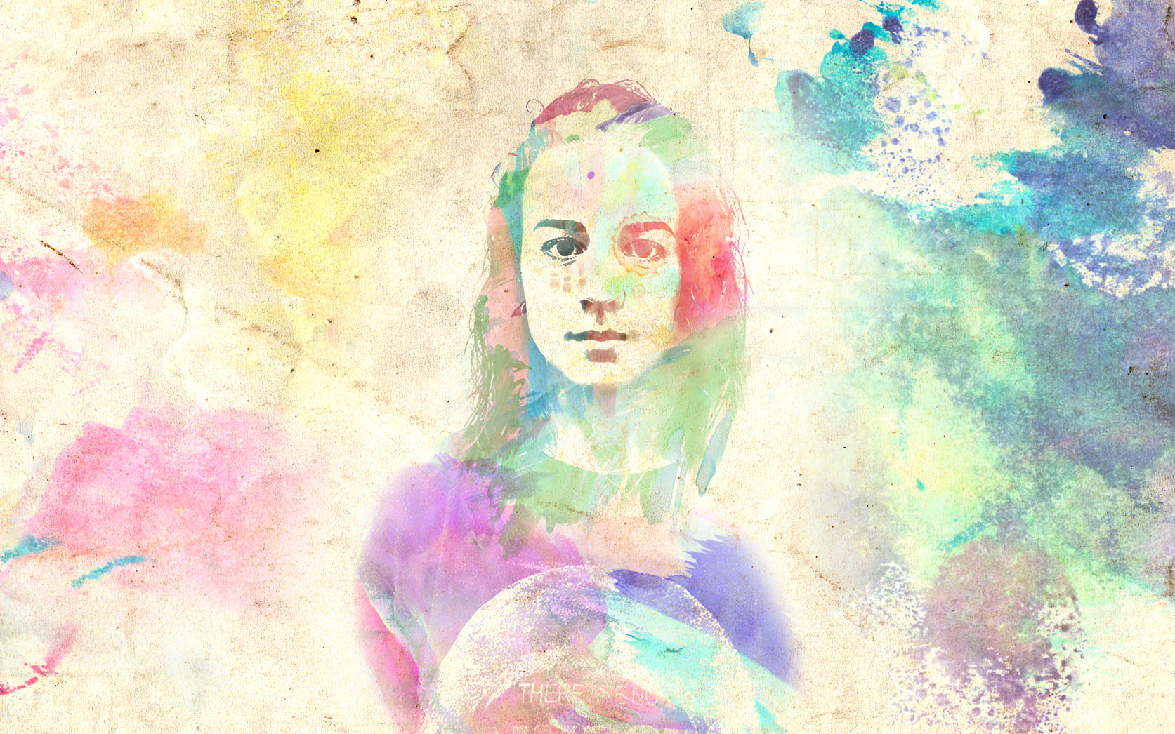 Portrait de Saray avec un effet aquarelle réalisé sur Photoshop