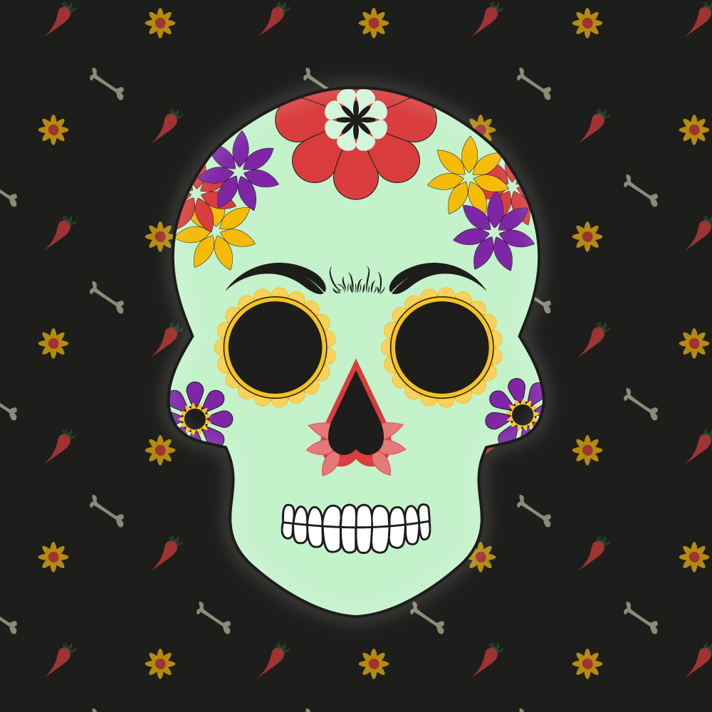 Tête de mort illustrée sur Illustrator